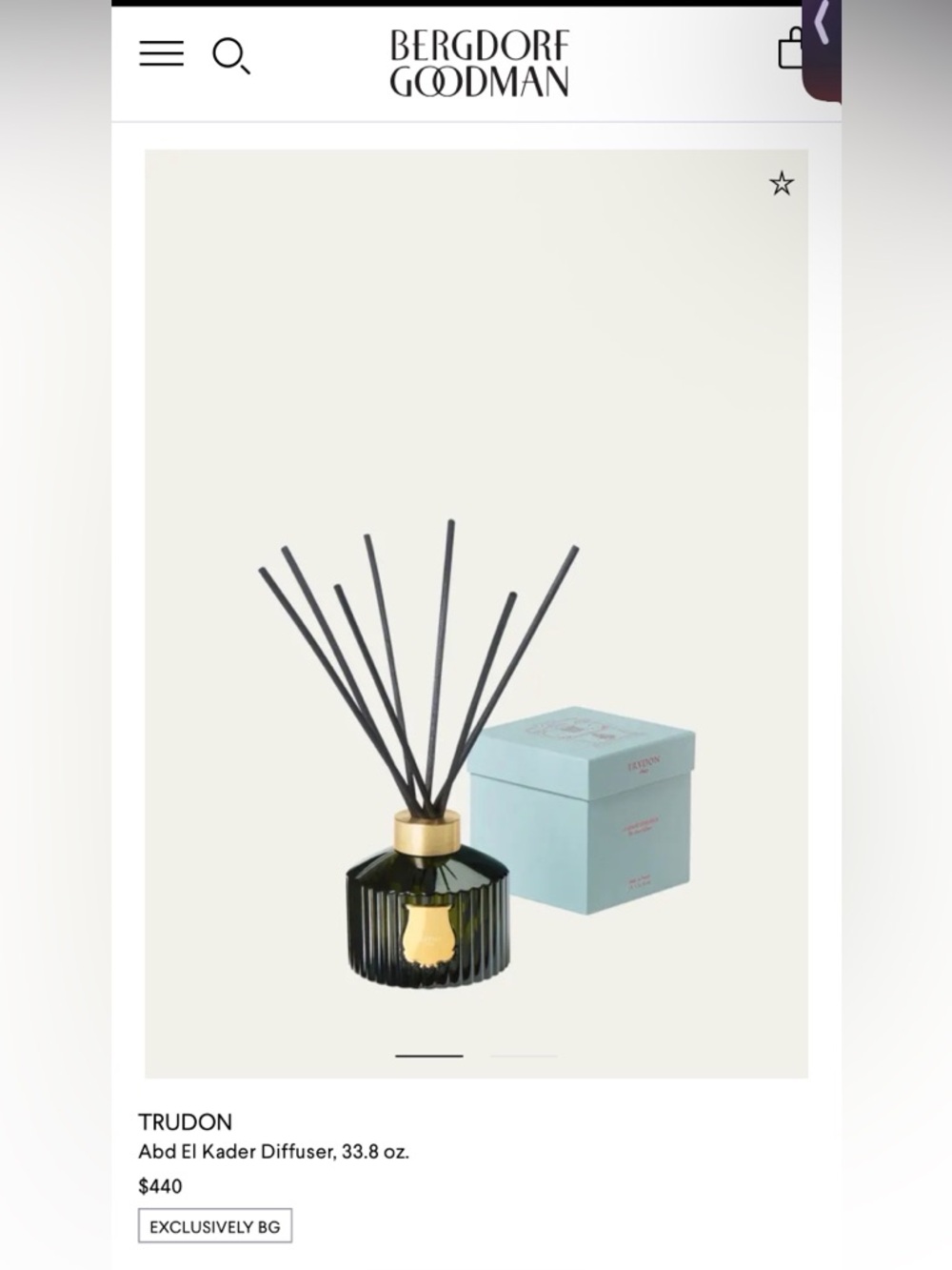 $440 Bergdorf Goodman Trudon Abd El Kader Diffuser Size 1000 mL | 32 oz.